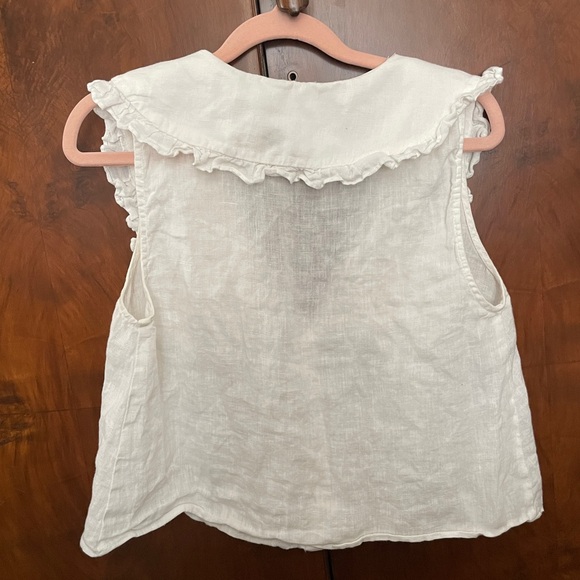 ZARA linen crop blouse w rhinestone buttons - Picture 6 of 6